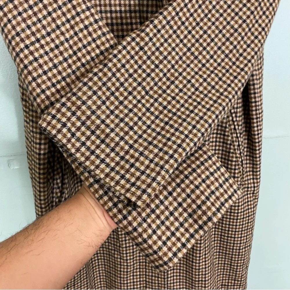 Anthropologie If By Sea Menswear‎ Plaid Overcoat City Coat Brown Academia Small - Picture 6 of 13